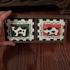Farmhouse Cow Ceramic Drawer Set in Black, Red, and Green